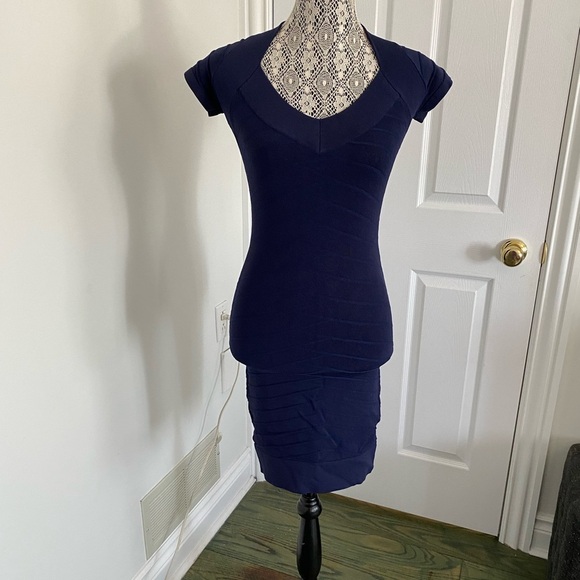 La Cite navy blue bandage bodycon midi dress size XS/S EUC - Picture 1 of 5